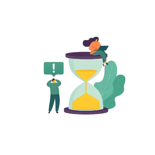 Illustration BEREX d’un sablier représentant la durée limitée d’un bail de courte durée, souvent utilisé pour les locations temporaires.