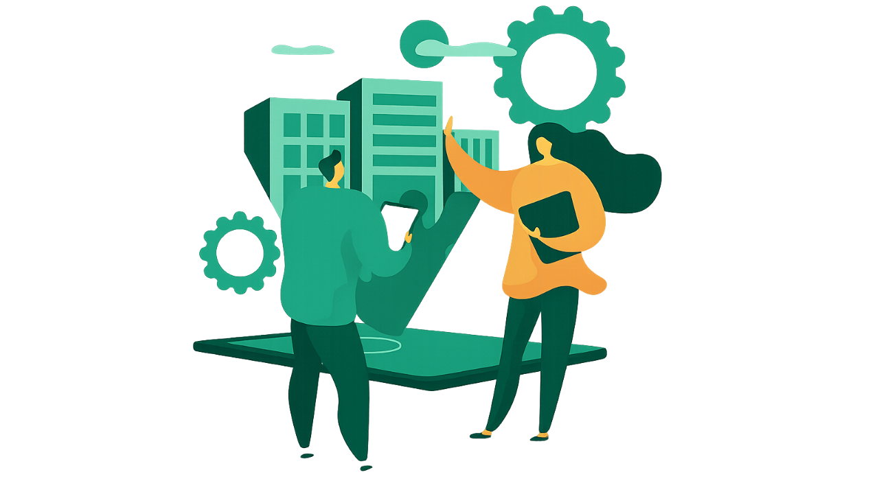 Illustration BEREX d’un expert accompagnant un client dans la planification d’un projet immobilier – assistance à maîtrise d’ouvrage pour le suivi technique, financier et réglementaire.